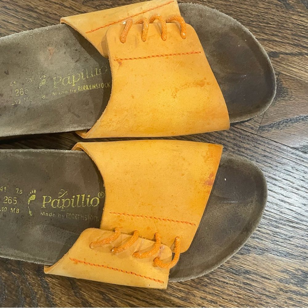 BIRKENSTOCK Papillo Orange Leather Lace Up Slip On Sandals - Picture 9 of 10